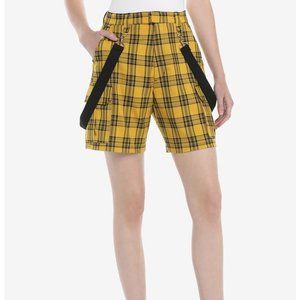 Hot Topic Yellow Plaid Cargo Bermuda Shorts